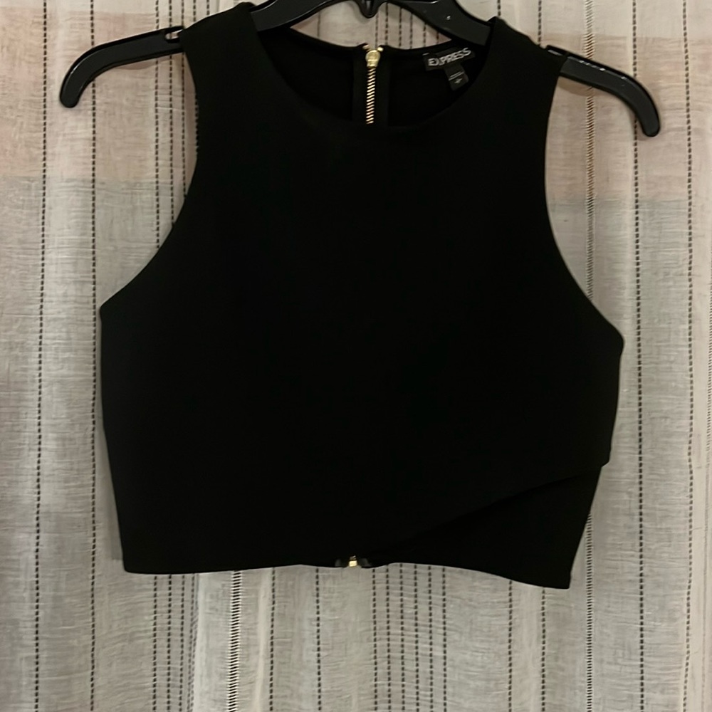 Black Crop Top Express Tank, small: Small